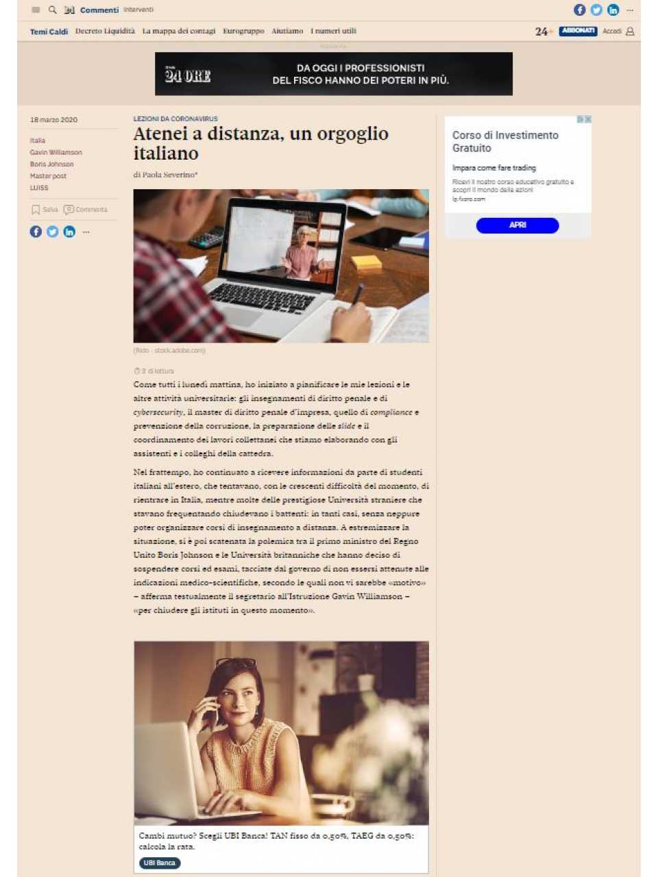 Atenei a distanza, un orgoglio italiano