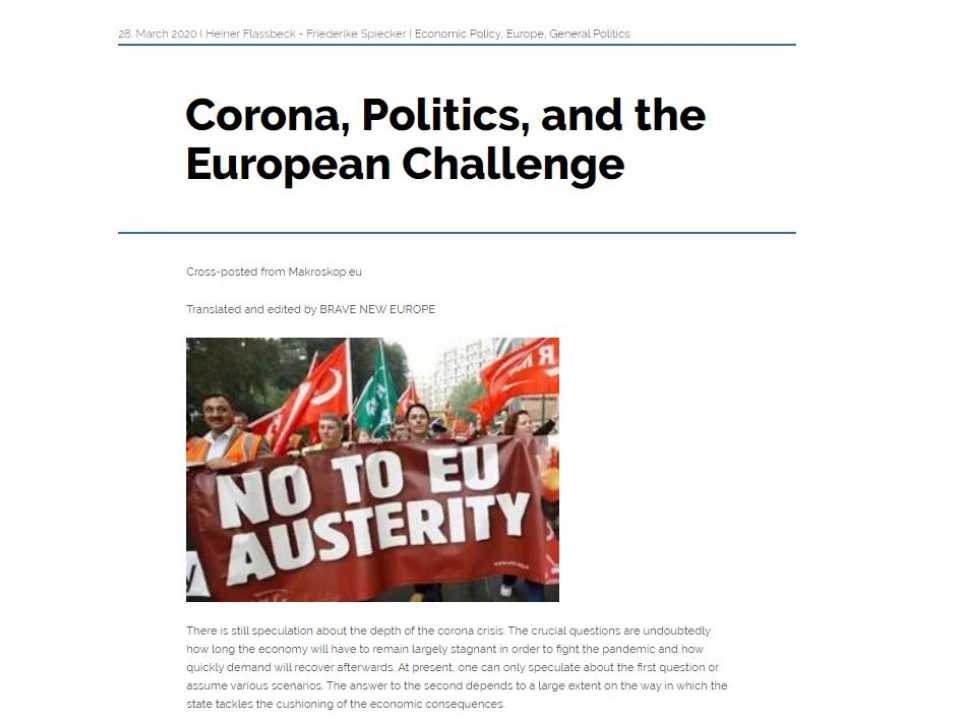 Corona, politics, and the european challenge