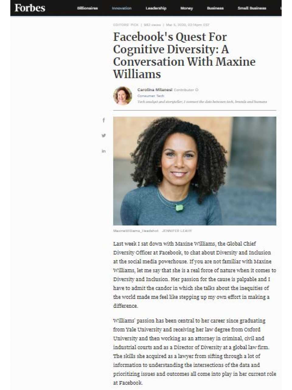 Facebook's Quest For Cognitive Diversity: A Conversation With Maxine Williams