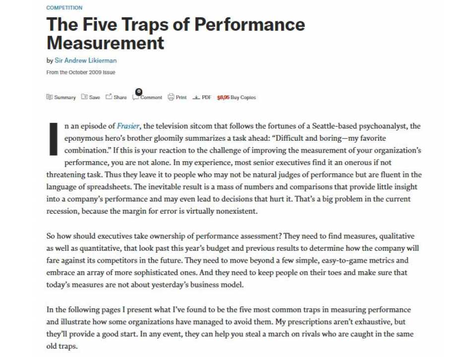 The Five Traps of Performance Measurement
