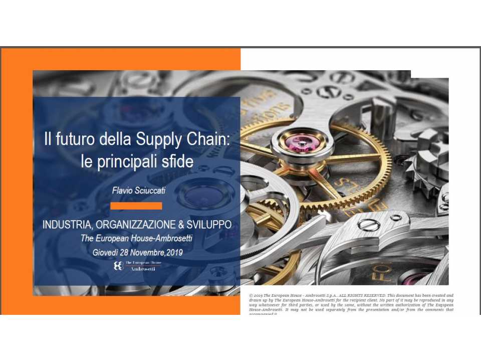 IN PRESENZA
Il futuro della Supply Chain: le principali sfide