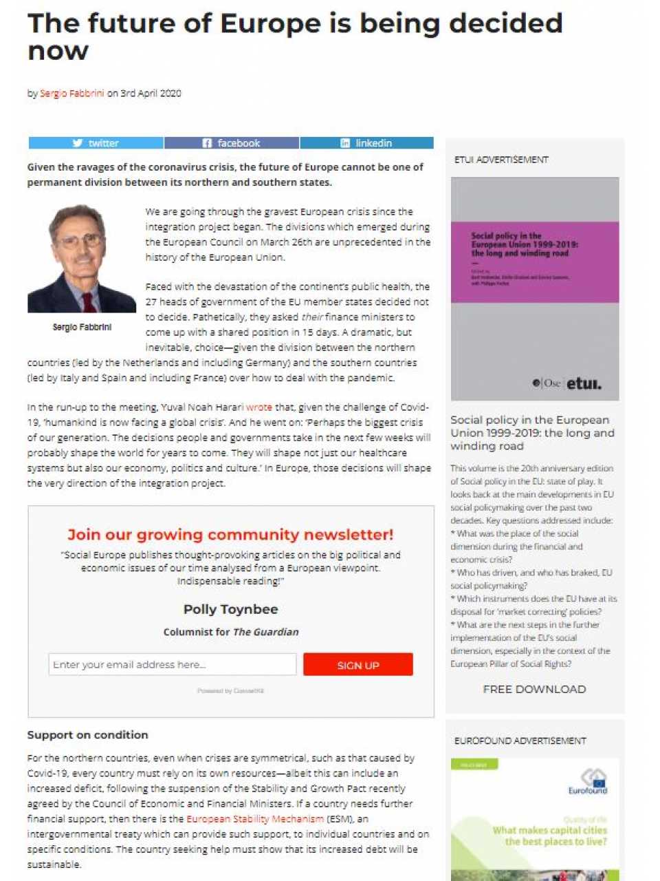 The future of Europe is being decided now