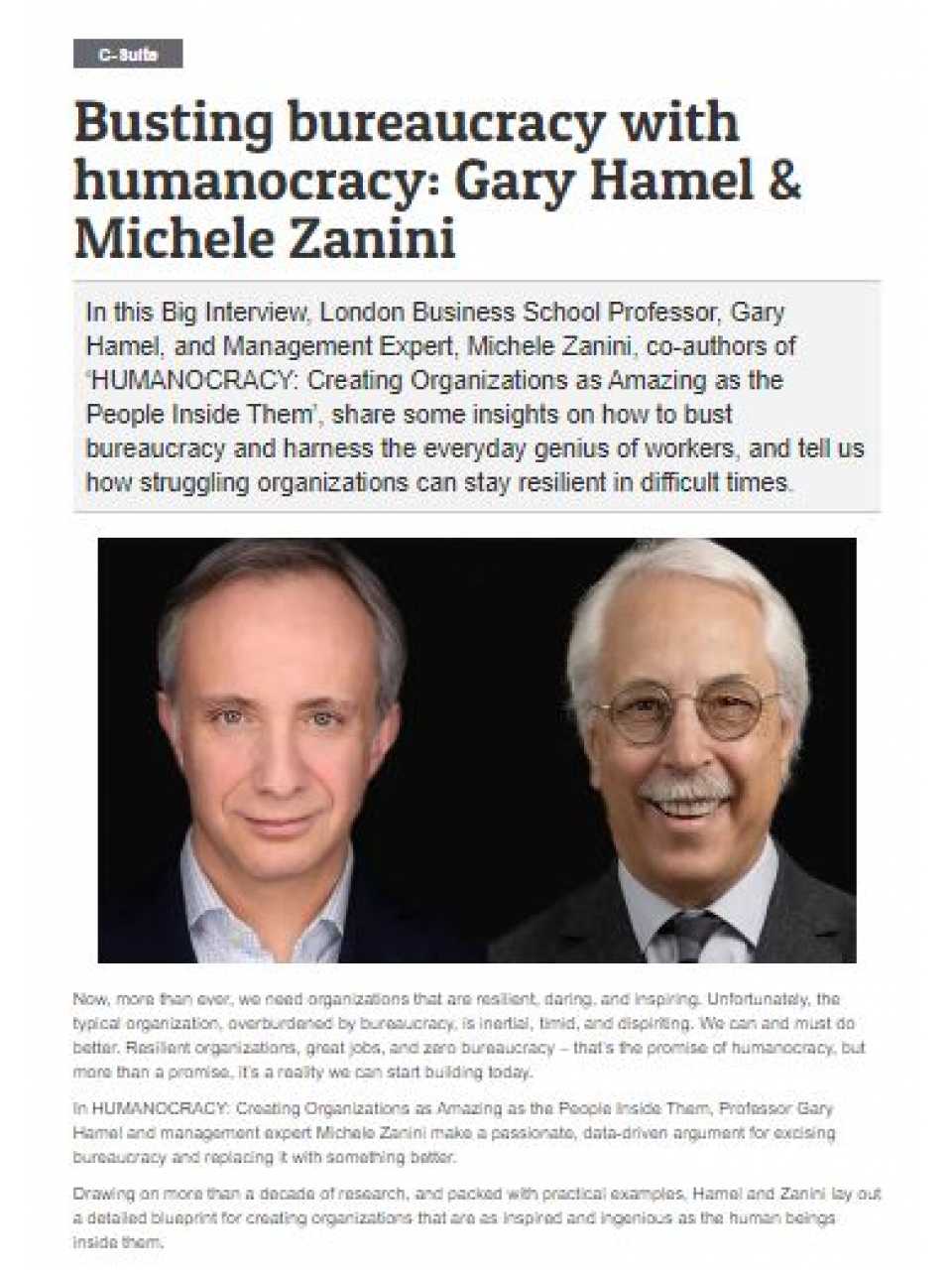Busting bureaucracy with humanocracy: Gary Hamel & Michele Zanini