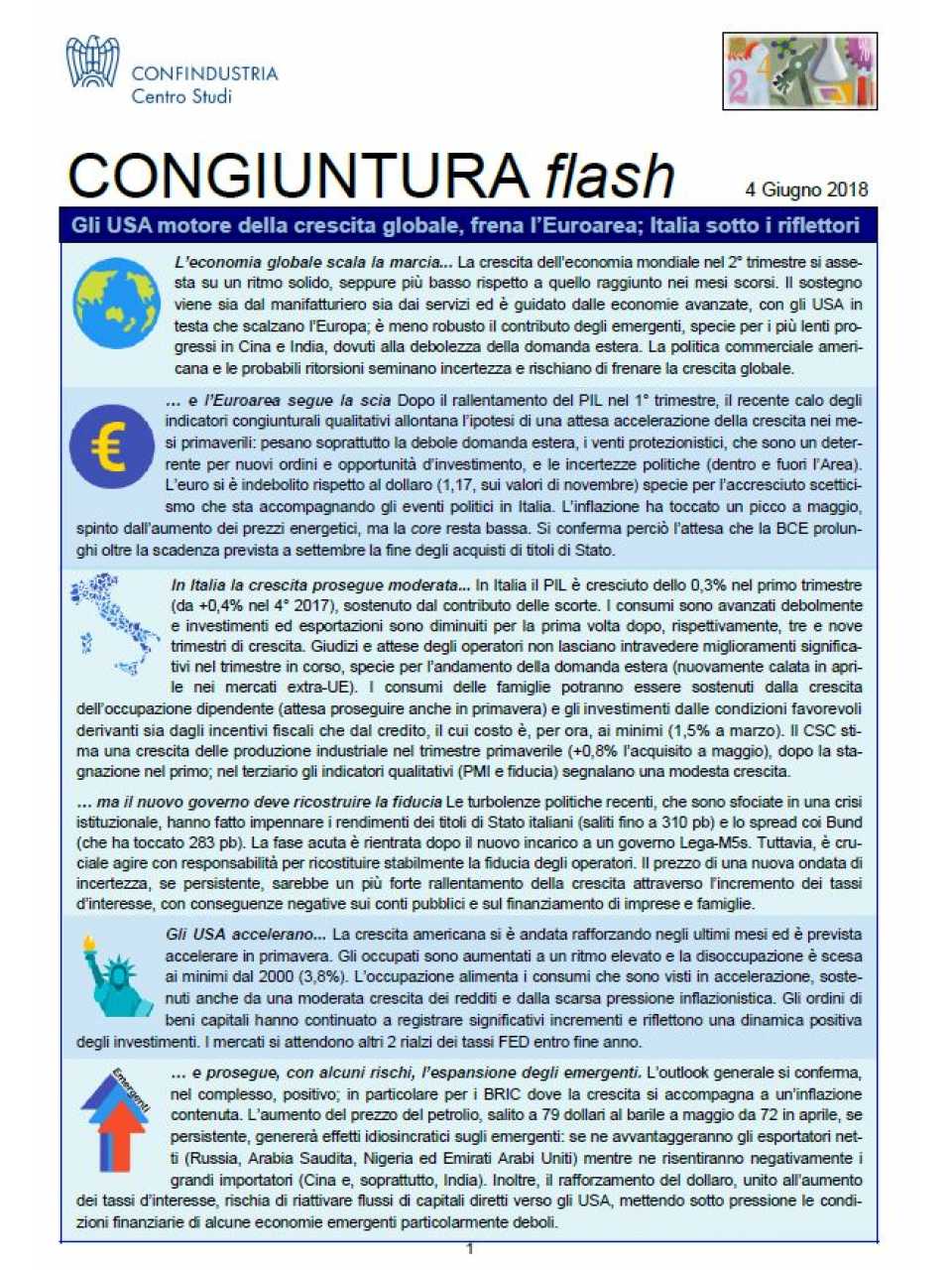 Gli USA motore della crescita globale, frena l'Euroarea: Italia sotto i riflettori