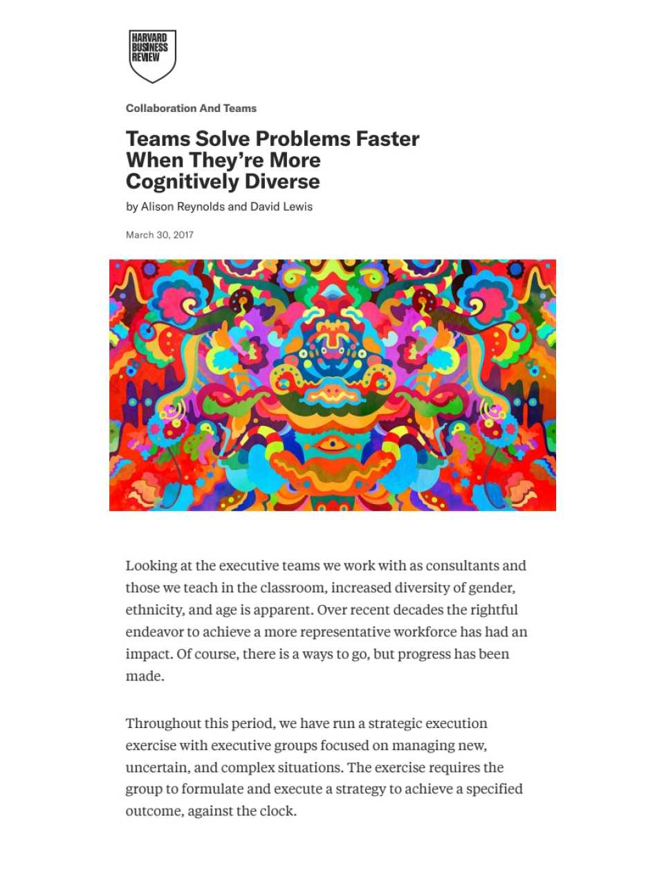 IN PERSON AND VIA WEB
Every team is an intersection: uniting diversities to make the difference