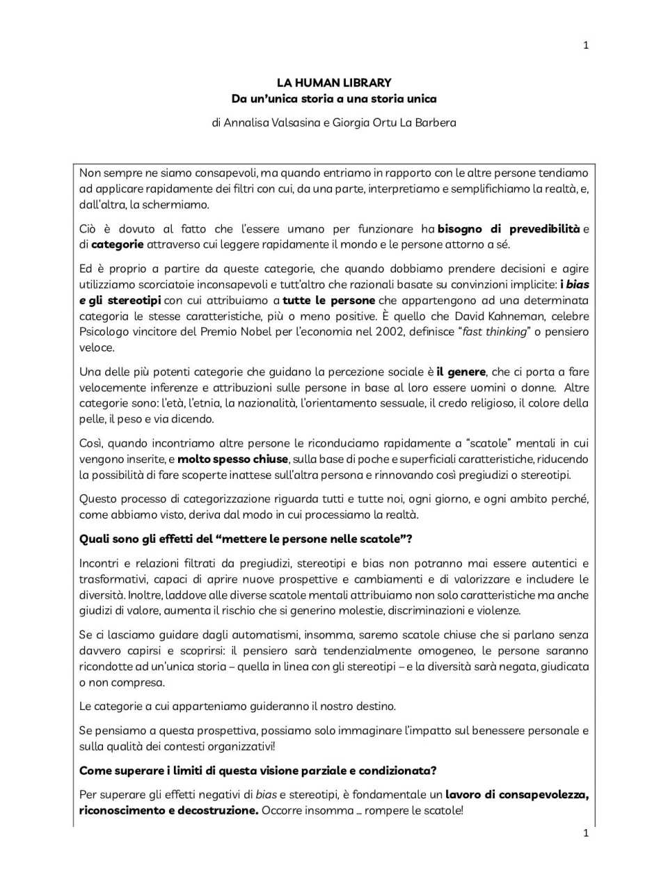 La human library. Da un’unica storia a una storia unica