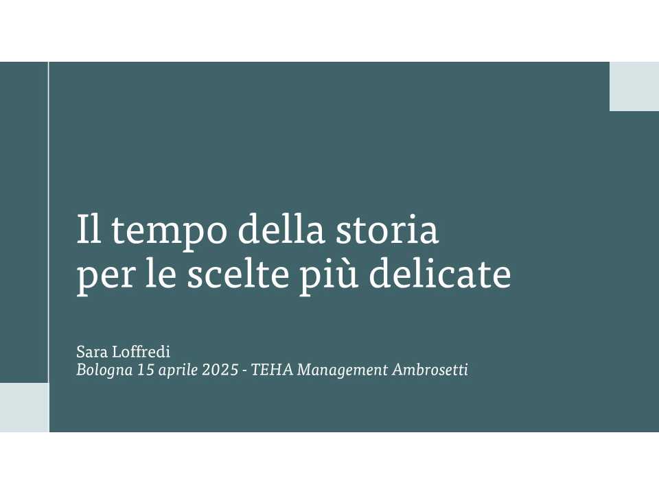 IN PRESENZA
Scelte veloci e scelte lente: quando e come accelerare e quando fermarsi a riflettere