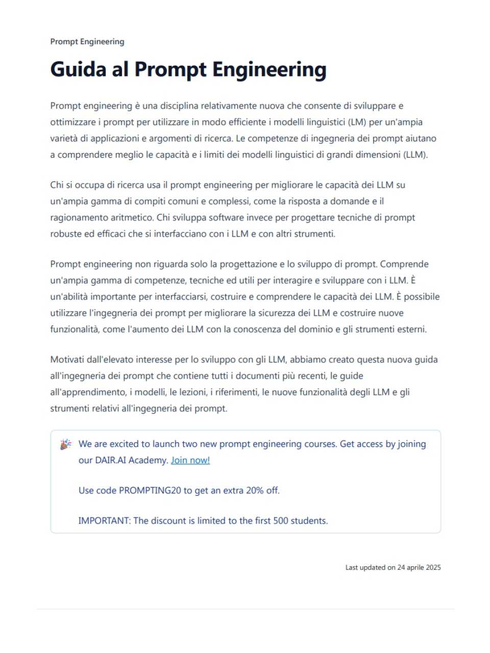 Guida al Prompt Engineering