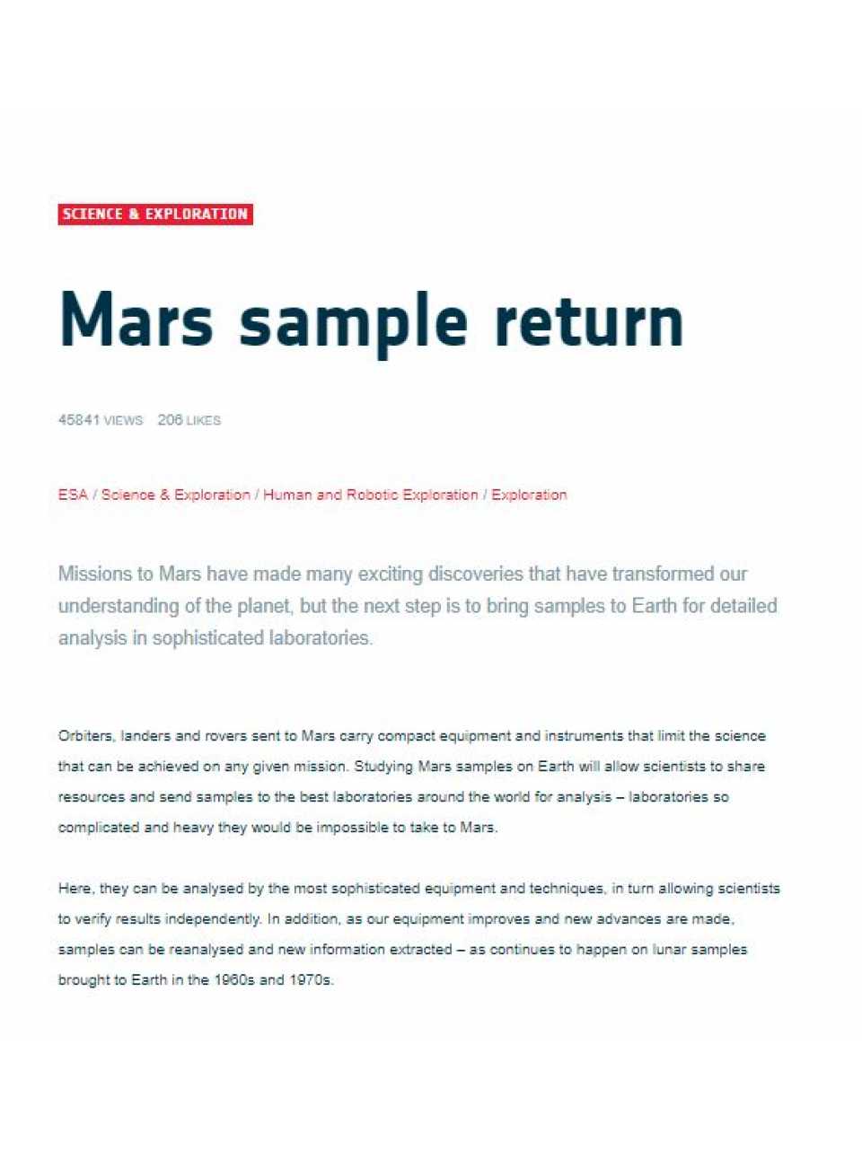 Mars sample return