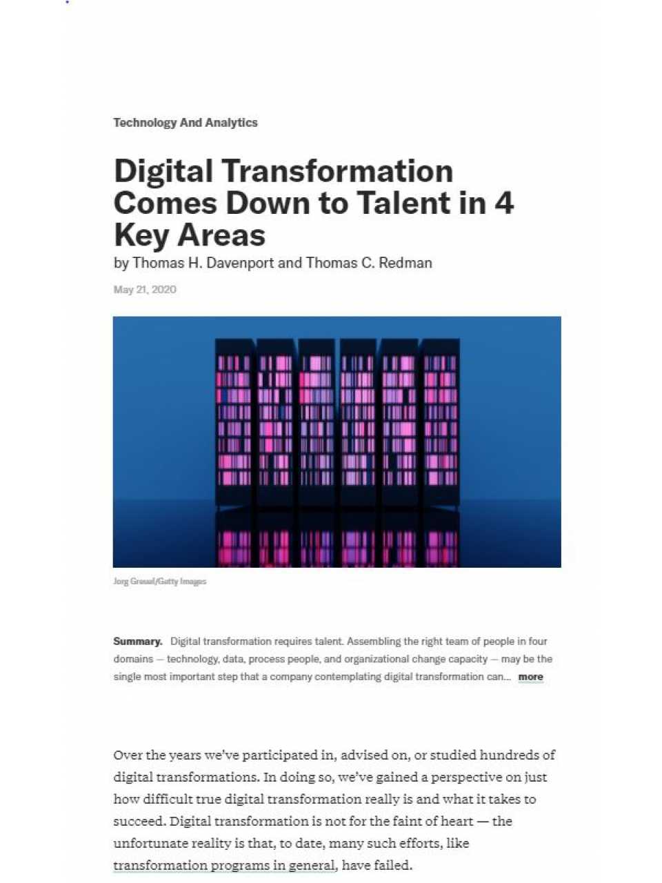 Digital transformation comes down to talent in 4 key areas