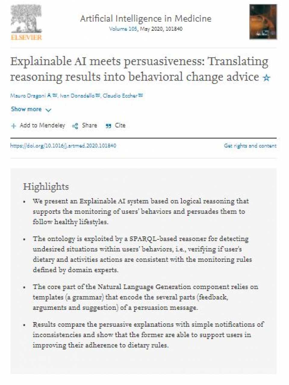 Explainable AI meets persuasiveness: Translating reasoning results into behavioral change advice