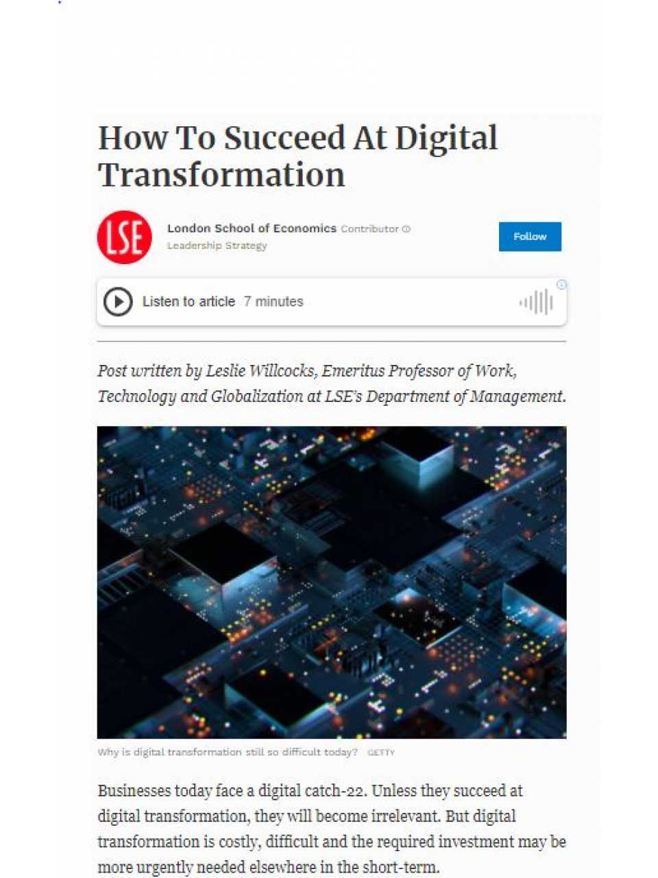 How to succeed at digital transformation