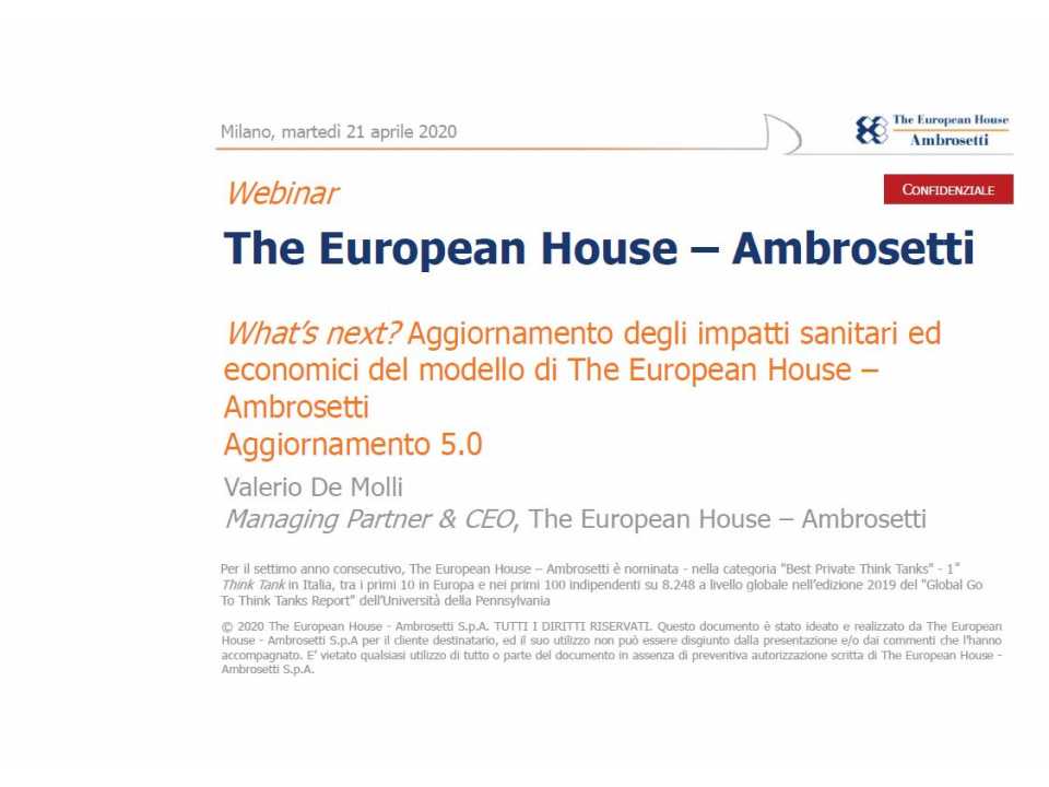 What's next? Aggiornamento degli impatti sanitari ed economici del modello di The European House - Ambrosetti. Aggiornamento 5.0