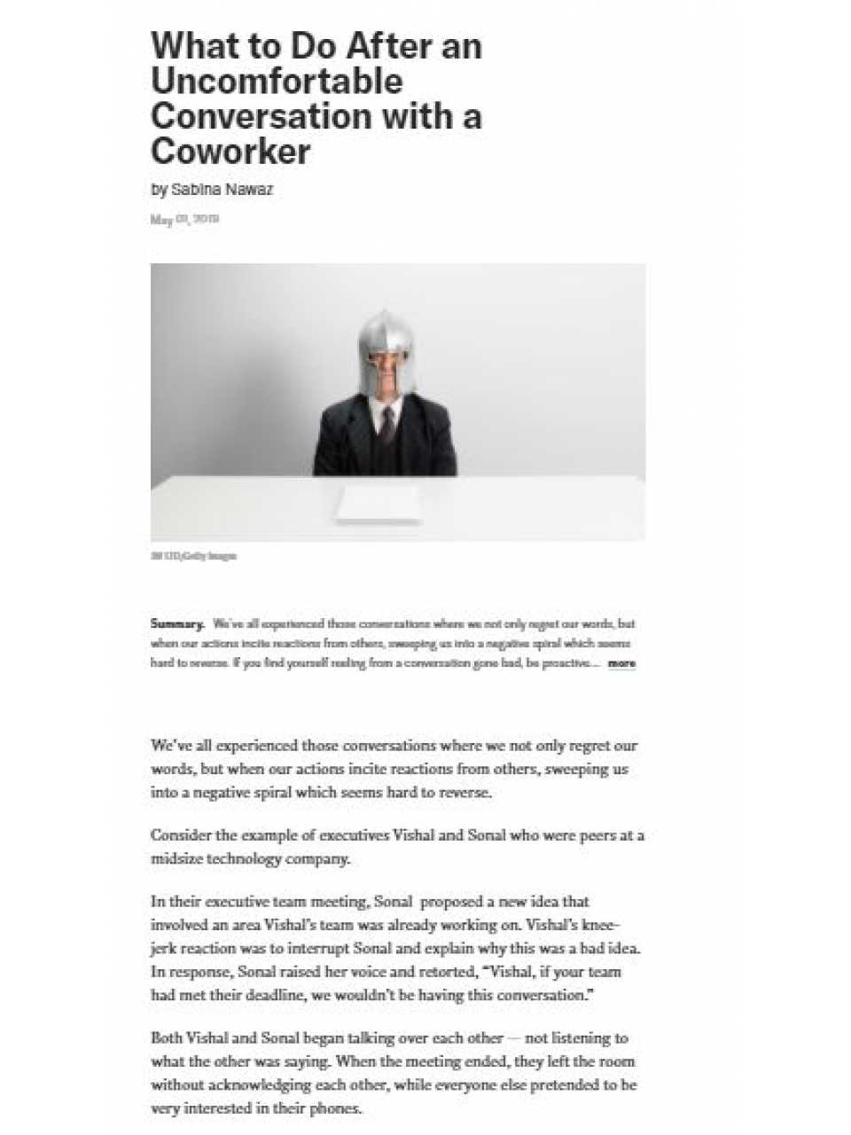 What to do after an uncomfortable conversation with a coworker