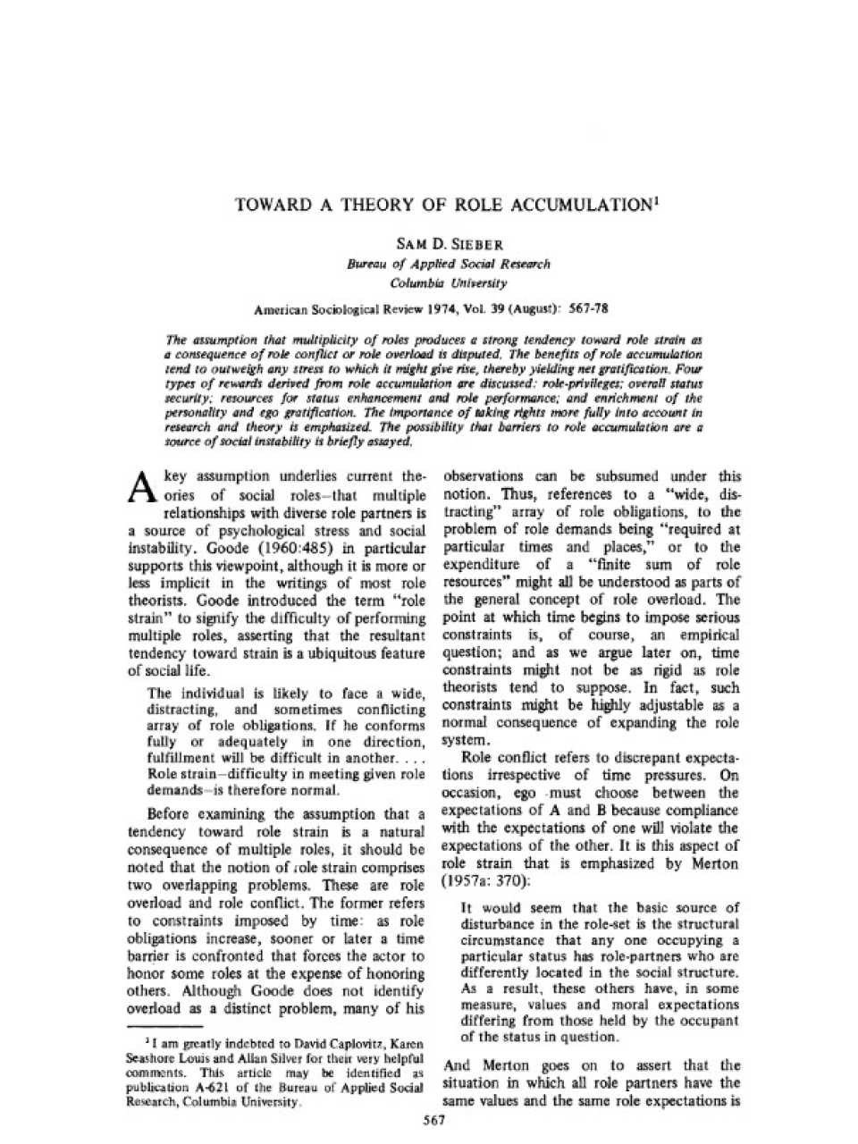 Toward a theory of role accumulation