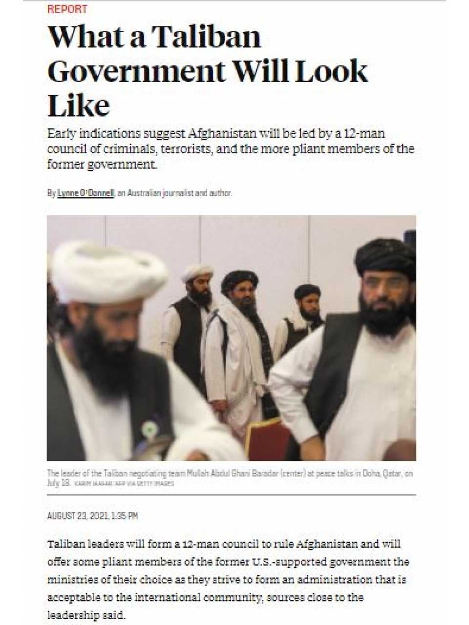 What a taliban government will look like