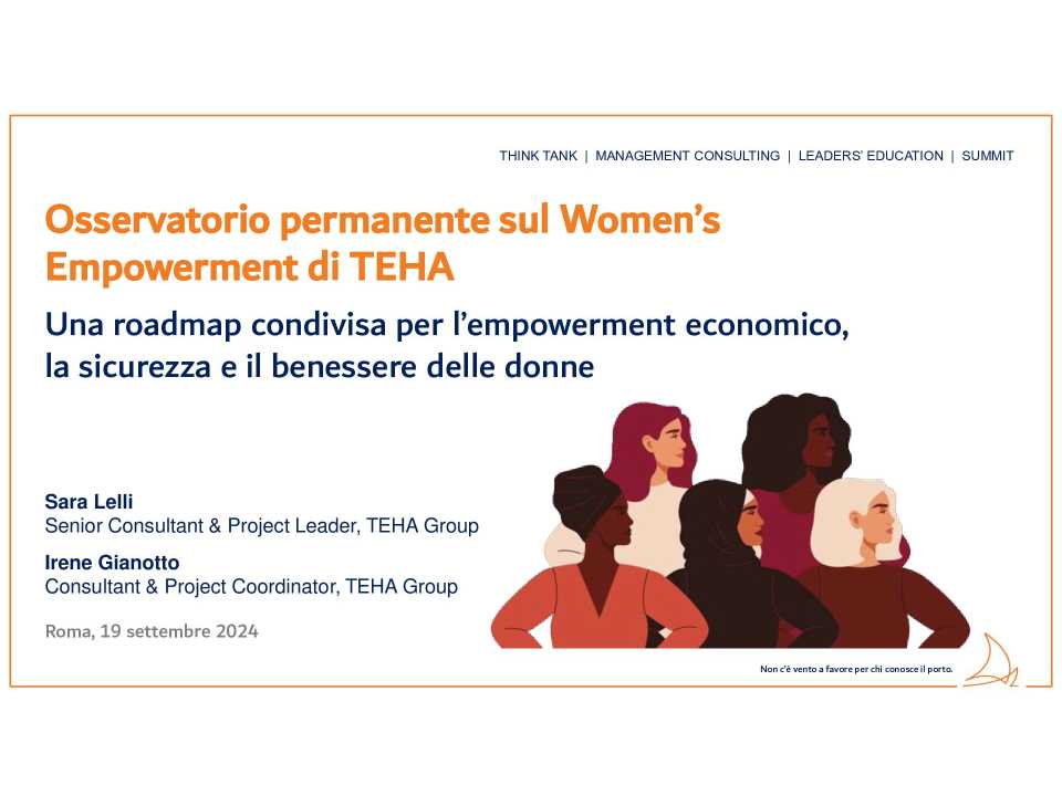OsservatorioWomen’s Empowerment 2024 - Una roadmap condivisa per l’empowerment economico, la sicurezza e il benessere delle donne